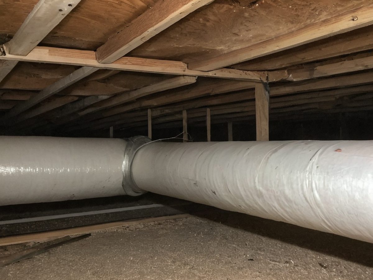 Crawlspace lines re-insulated and heat-taped ahead of the season, Sugarloaf.