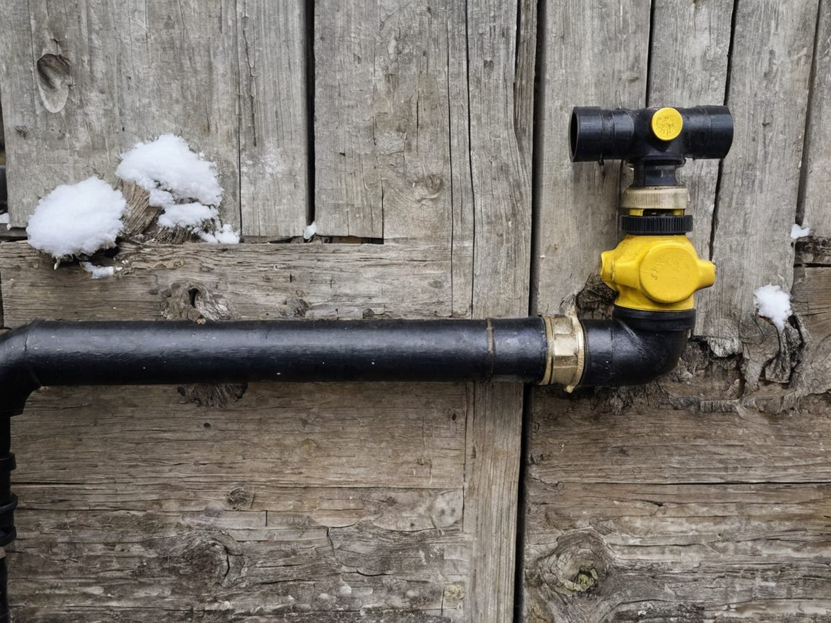 New black iron gas run with an accessible exterior shutoff, pressure tested, Baldwin Lake.